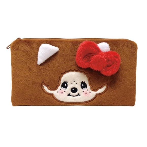Monchhichi Plush Pencil Pouch with Hello Kitty Bow – Kawaii Sanrio-Inspired Case - Picture 1 of 2